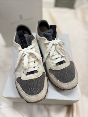 Authentic Brunello Cucinelli Cream luxury Sneakers
